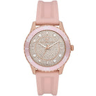 Michael Kors Runway MK6854 women's rose gold dial pink silicone watch front view
