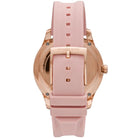 Side profile of Michael Kors Runway MK6854 pink rubber strap watch