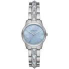 Michael Kors Runway MK6857 women's blue dial silver and blue stainless steel watch front view