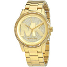 Close-up of Michael Kors MK6862 gold analog dial with gold bracelet