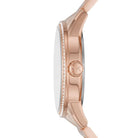 Side profile of Michael Kors Ritz MK6863 rose gold stainless steel watch