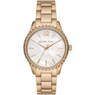 Michael Kors Layton MK6870 women's white dial gold stainless steel watch front view