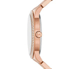 Side profile of Michael Kors Tibby MK6880 rose gold stainless steel watch