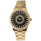 Close-up of Michael Kors MK6892 black analog dial with gold bracelet