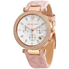 Side profile of Michael Kors Parker MK6935 pink polyurethane watch