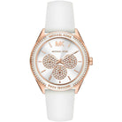 Michael Kors Jessa MK6945 women's white dial white silicone rubber watch front view
