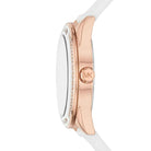 Side profile of Michael Kors Jessa MK6945 white silicone strap watch