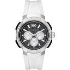 Michael Kors Sidney MK6947 women's black dial white silicone rubber watch front view
