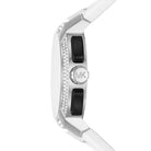 Side profile of Michael Kors Sidney MK6947 white silicone strap watch