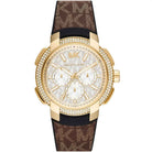 Michael Kors Sidney MK6948 women's silver dial brown polyurethane strap watch front view