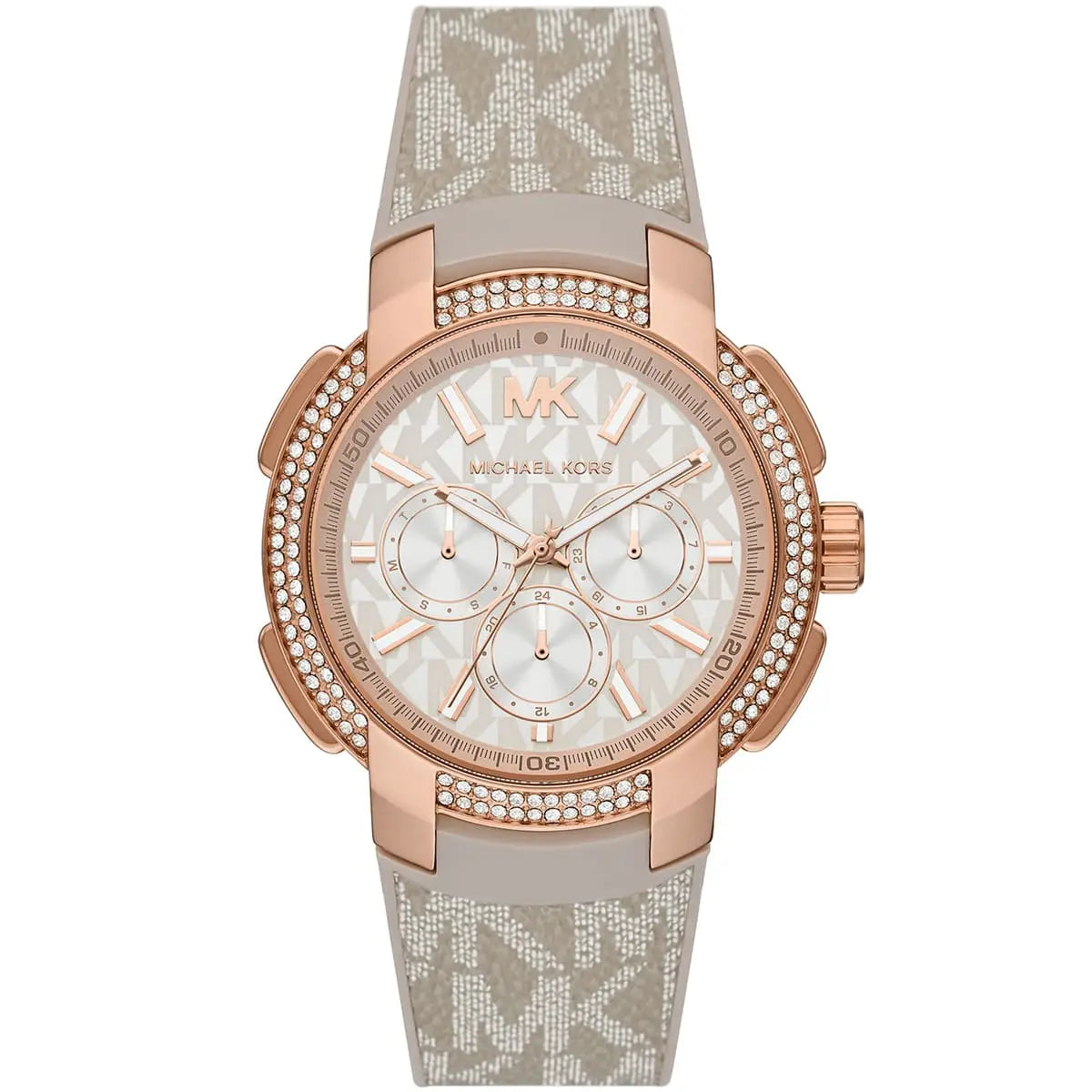 Michael Kors Sidney MK6949 women's white dial gray polyurethane strap watch front view