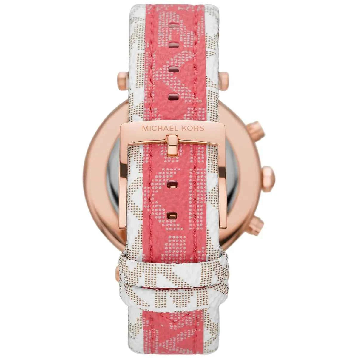 Michael Kors Parker MK6951 Women's White Dial Pink & White Polyurethane Strap Watch
