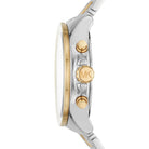 Side profile of Michael Kors Wren MK6953 silver and gold stainless steel bracelet watch
