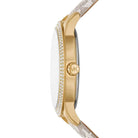 Side profile of Michael Kors Tibby MK6967 white genuine leather strap watch