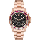 Michael Kors Everest MK6972 women's black dial rose gold stainless steel watch front view