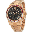 Close-up of Michael Kors MK6972 black chronograph dial with monthly date display