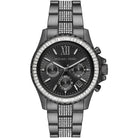 Michael Kors Everest MK6974 women's black dial gray strap chronograph watch front view