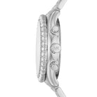 Side profile of Michael Kors Layton MK6976 silver stainless steel bracelet watch