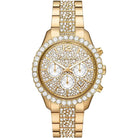 Michael Kors Layton MK6977 women's gold dial gold stainless steel chronograph watch front view