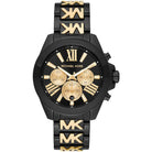 Michael Kors Wren MK6978 women's black dial black and gold stainless steel watch front view