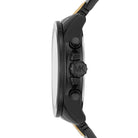 Side profile of Michael Kors Wren MK6978 black and gold stainless steel bracelet watch