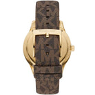 Michael Kors Runway MK6979 Women's Black & Gold Dial Brown Polyurethane Strap Watch