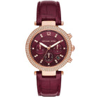 Michael Kors Parker MK6986 Women's Red Dial Red Leather Strap Chronograph Watch