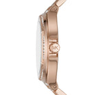 Side profile of Michael Kors Camille MK6992 rose gold stainless steel watch
