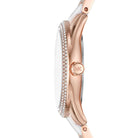 Side profile of Michael Kors Janelle MK7131 white and rose gold multi strap watch