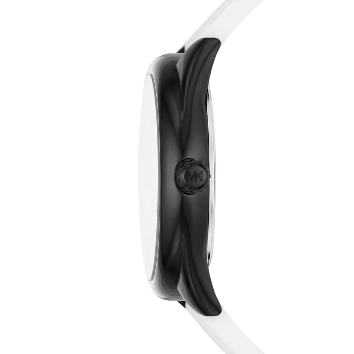 Side profile of Michael Kors Janelle MK7137 white silicone rubber strap watch