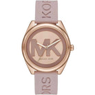 Michael Kors Janelle MK7139 women's rose gold dial pink silicone strap watch front view