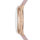 Side profile of Michael Kors Janelle MK7139 pink silicone rubber strap watch
