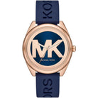 Michael Kors Janelle MK7140 women's blue dial blue silicone strap watch front view