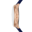 Side profile of Michael Kors Janelle MK7140 blue silicone rubber strap watch