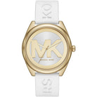 Michael Kors Janelle MK7141 women's white dial white silicone strap watch front view