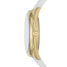 Side profile of Michael Kors Janelle MK7141 white silicone rubber strap watch