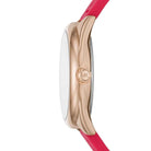 Side profile of Michael Kors Janelle MK7142 pink silicone rubber strap watch