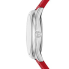 Side profile of Michael Kors Janelle MK7144 red silicone rubber strap watch