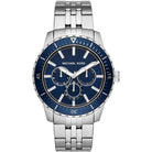 Michael Kors Cunningham MK7153 men's blue dial silver stainless steel watch front view