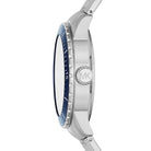 Side profile of Michael Kors Cunningham MK7153 silver stainless steel bracelet watch