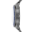Side profile of Michael Kors Cunningham MK7155 gray stainless steel bracelet watch