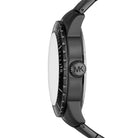Side profile of Michael Kors Cunningham MK7157 black stainless steel bracelet watch