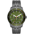 Michael Kors Cunningham MK7158 men's green dial gray stainless steel watch front view