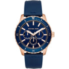 Michael Kors Cunningham MK7163 men's blue dial blue silicone strap watch front view