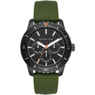 Michael Kors Cunningham MK7165 men's black dial green silicone strap watch front view