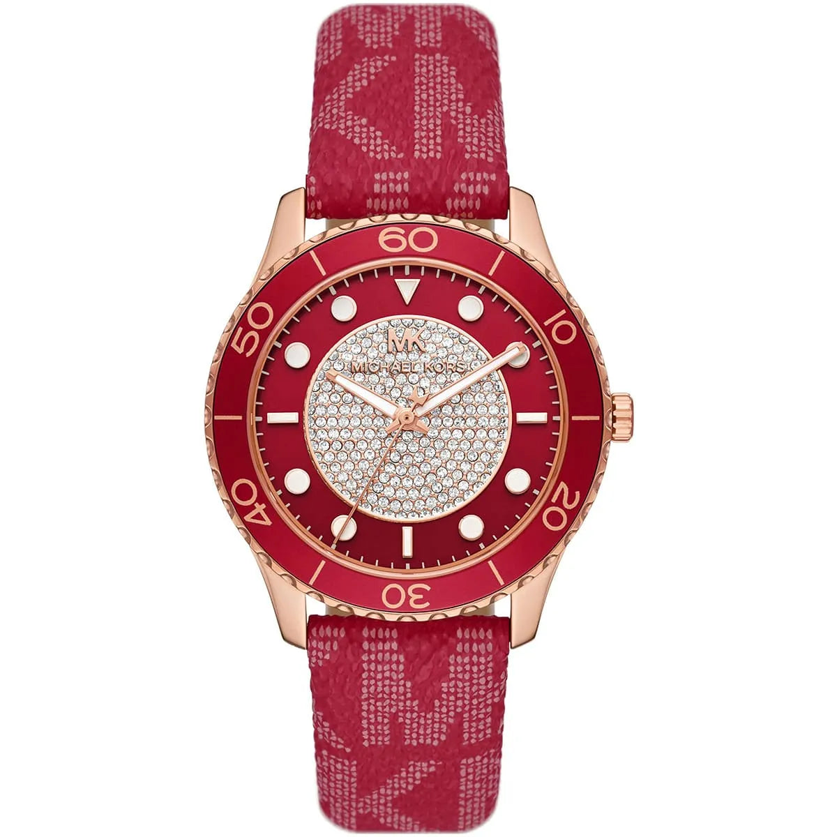 Michael Kors Runway MK7179 women's red dial red polyurethane strap watch front view