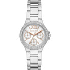 Michael Kors Camille MK7198 women's white dial silver stainless steel watch front view