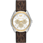 Michael Kors Jessa MK7205 women's silver dial brown polyurethane strap watch front view