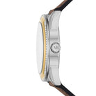 Side profile of Michael Kors Jessa MK7205 brown polyurethane strap watch