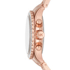 Side profile of Michael Kors Everest MK7213 rose gold stainless steel bracelet watch